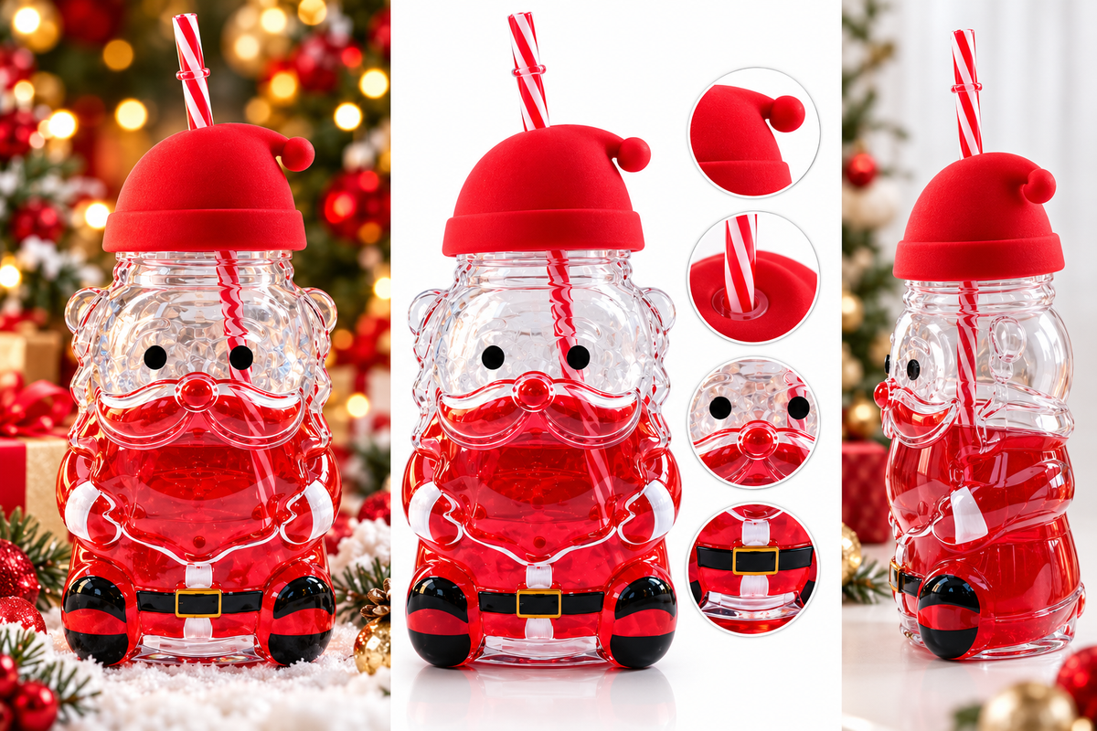 🎅 Vaso Santa Claus Navideño con Popote 🎄❤️  ✨
